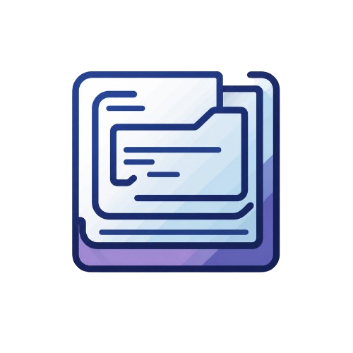 Icon of a document folder with a blue and purple gradient on a white background