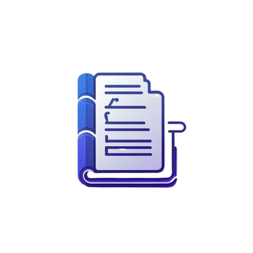 Icon of a document with a blue outline on a white background