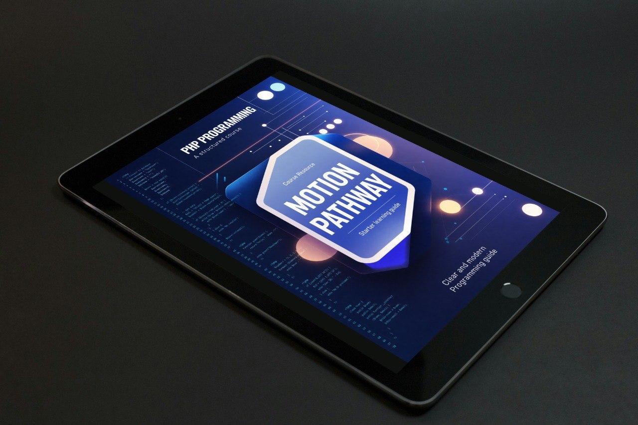 Tablet displaying a digital interface with 'Motion Pathway' on a dark background