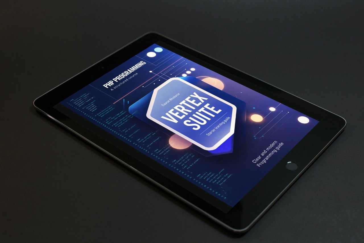 Tablet displaying the Vertex Suite application on a dark background